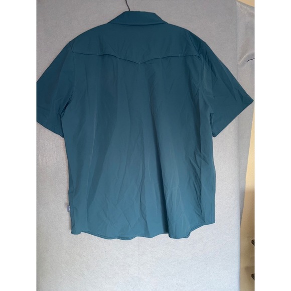 Howler Brothers Emerger Tech Shirt Mens XL Blue Slate Short Sleeve Snap Western - Picture 3 of 7